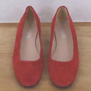 Madeleine Red Woven Suede Pumps Womens Size 41 Block Heel Made in Italy Timeless